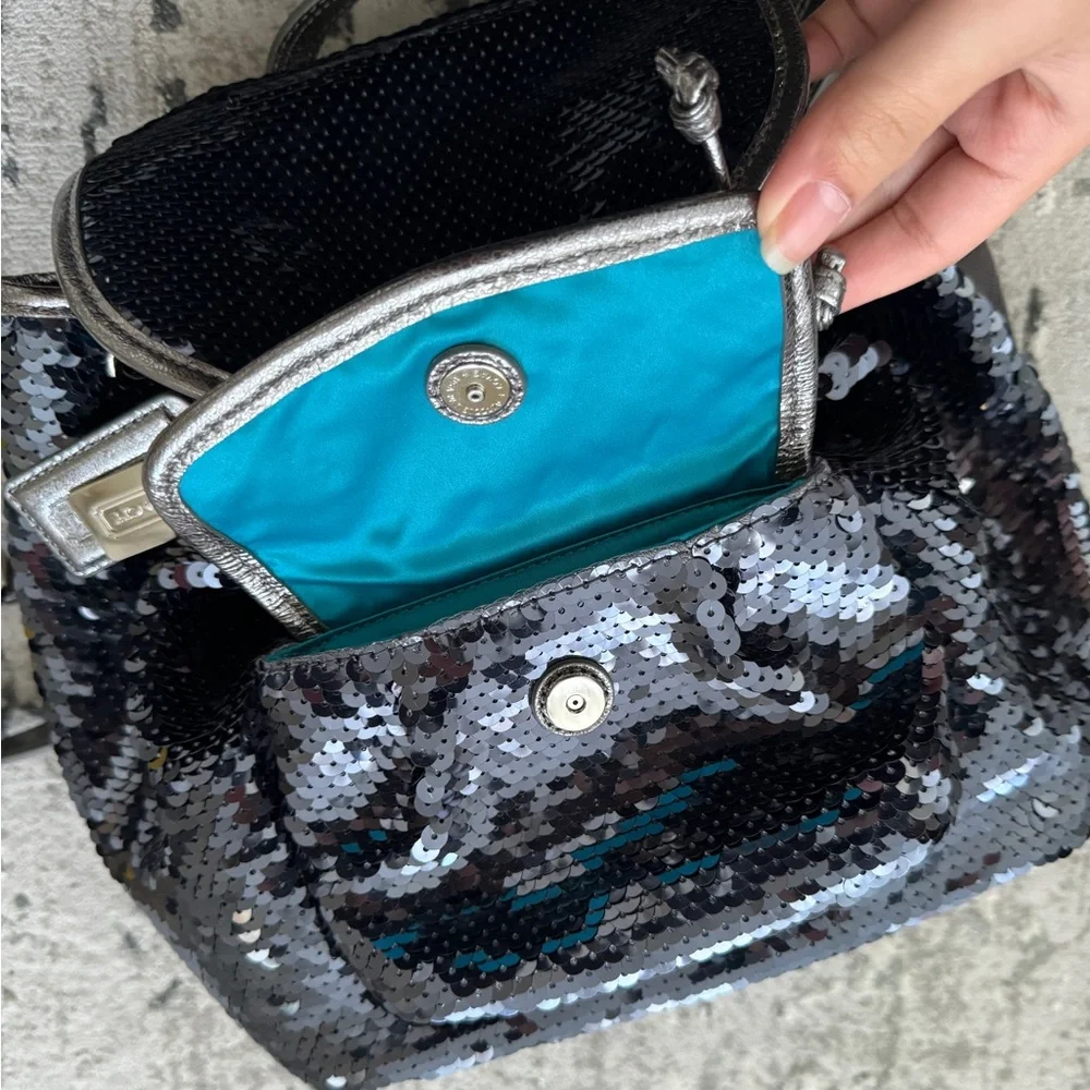 Y2K Coach Limited Edition Poppy Sequin Backpack NWT